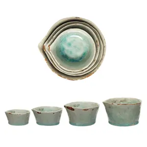 Crackled Robin's Egg Stoneware Measuring Cups - Set of 4