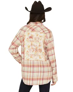 Evergreen Women's Plaid Print Long Sleeve Button-Down Flannel Shirt - 52145-8010