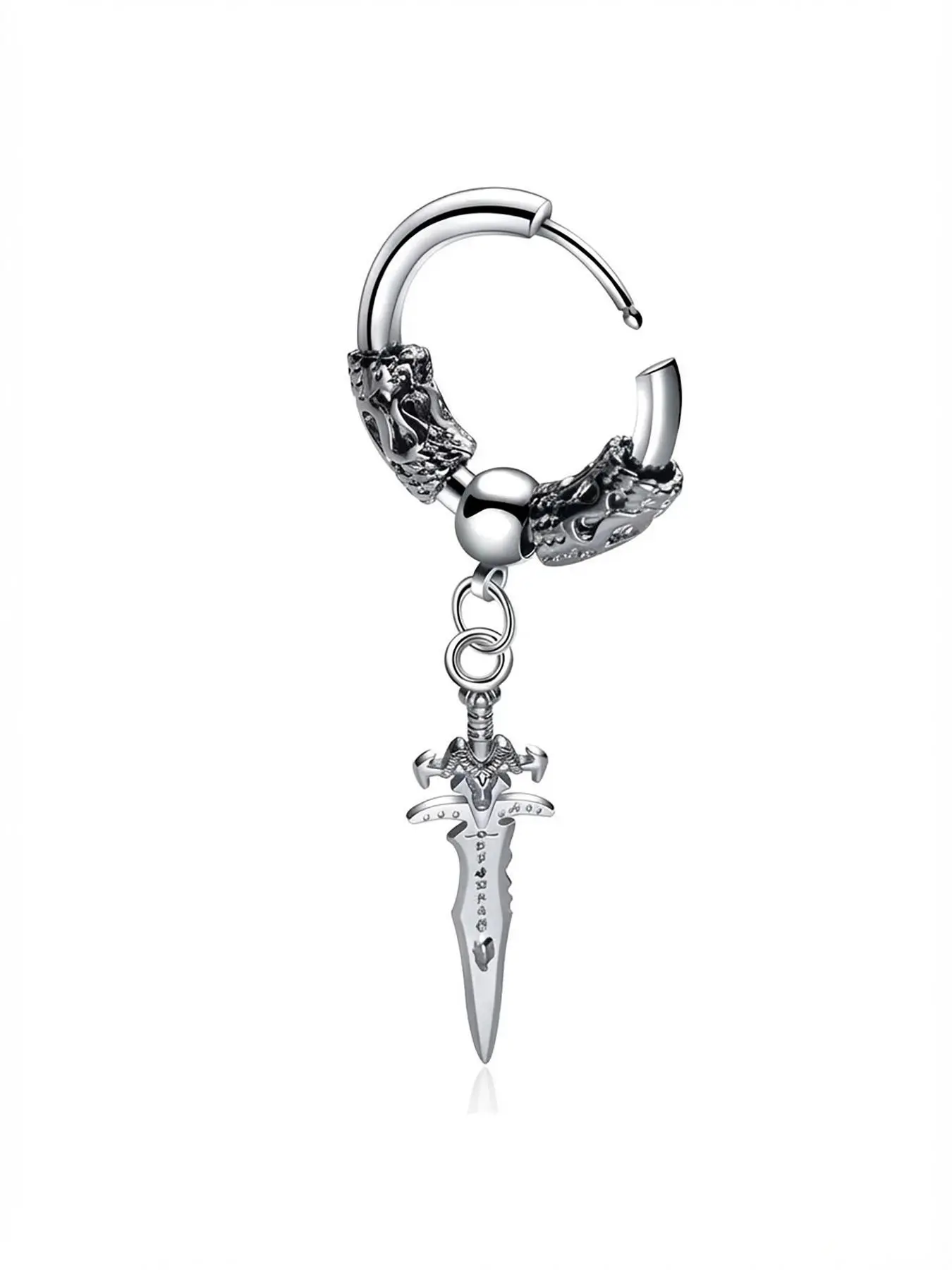Gothic Style Sword Earrings Set, Unique Tight Fit Design, Individuality Statement Jewelry, Perfect for Gothic Fashion Lovers, Statement Hoops Earrings, Hoop Shape Earrings