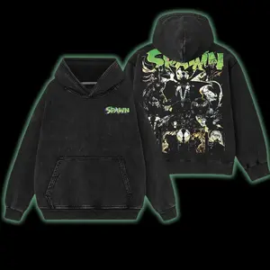 Superstyle The Dark Hero "Spawn" The Agent of Hell Ver 03 Image Comics Edition Double Printed Oversize Lightweight Acid Washed Tee TV Series Graphic Design Top Cotton Streetwear Comic Superheroes T-Shirt Clothes Menswear Womenswear