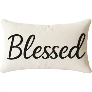 Blessed Throw Pillow Covers 12x20 Inch Cream  Farmhouse Decor  Decorative Cushion Case Sign for Couch Sofa Bedroom Living Room Rustic  Decorations