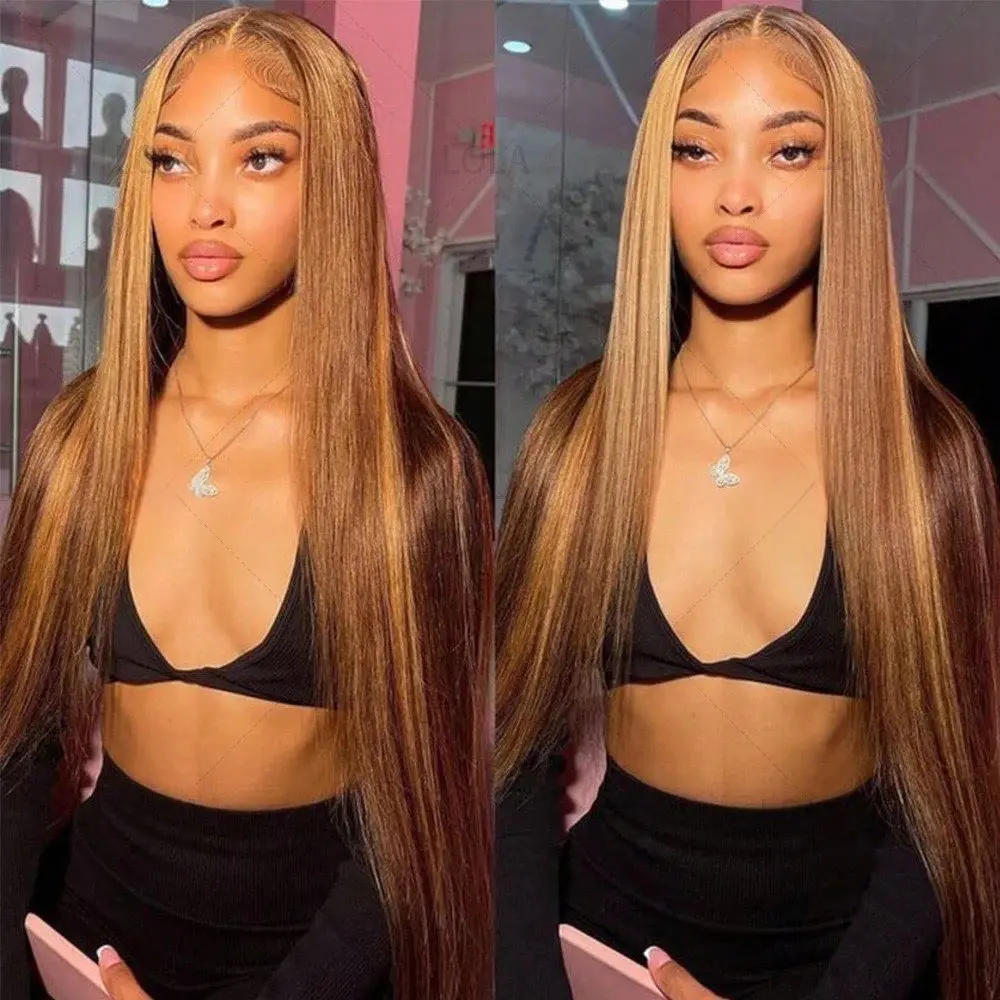 Leaf Through Pre-Plucked Brazilian Bone Straight Human Hair Wig | HD Transparent Lace Front & 360° Full Lace Wig | Highlight Colors