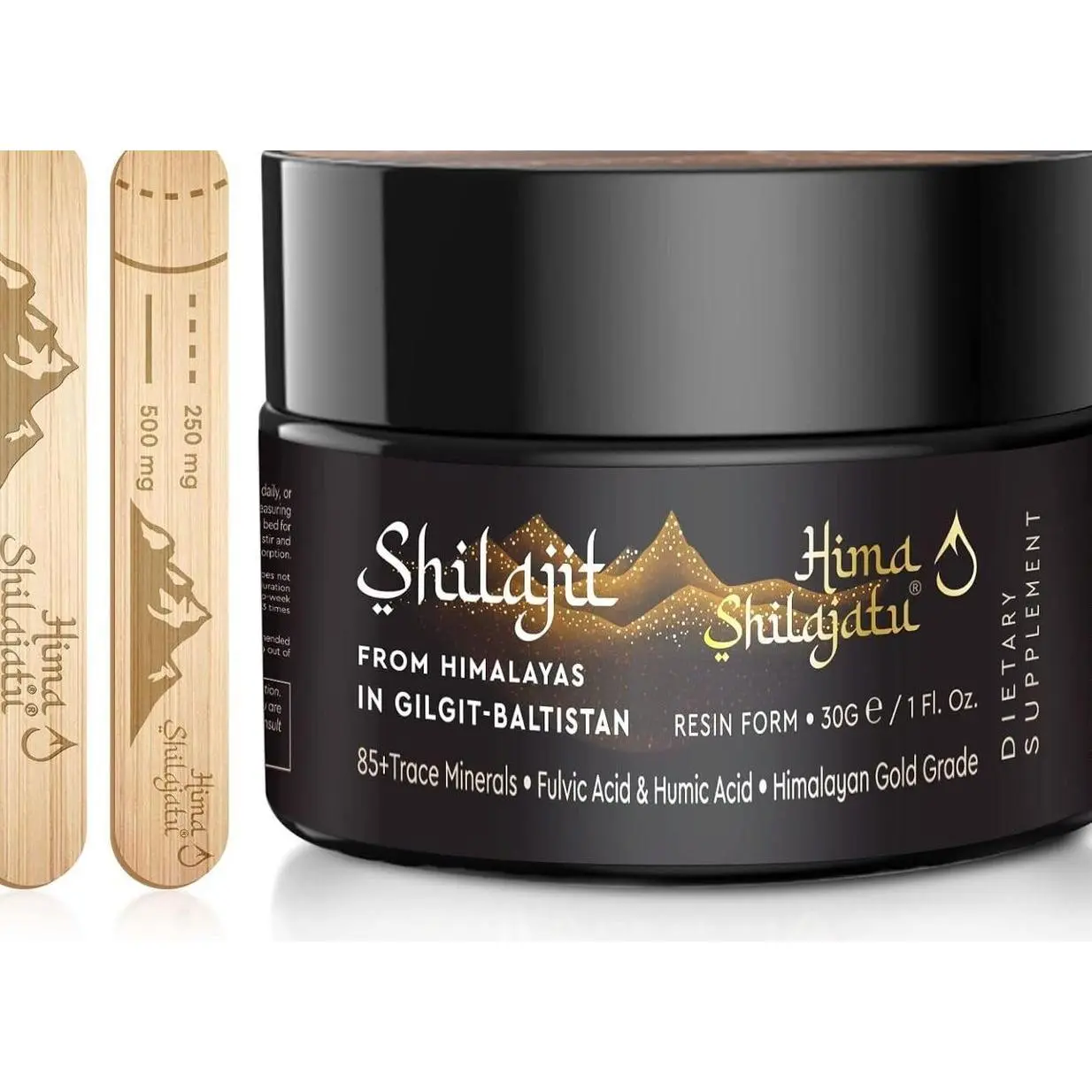 Hima Shilajatu Shilajit Purest Himalayan Organic Shilajit Resin - Gold Grade 100% Purity Shilajit with Fulvic Acid & 85+ Trace Minerals Complex for Energy & Immune Support, 30 Grams (2 Months Supply)