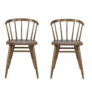 Fitz Traditional Solid Wood Curved Back Spindle Dining Chair (Set of 2)