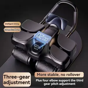 Four-wheeled abdominal wheel with automatic rebound for abdominal muscle training