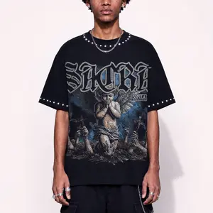 Sopula Studio Men's Retro Angel Graphic Cotton T-shirt Casual Crewneck