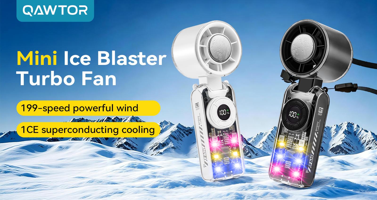 Qawtor 2026 Refrigeration Handheld Turbo Fan, 3600mAh Battery Operated, Up to 12 Working Hours, 199-Level Stepless Control with Digital Display, 5-in-1 Handheld/Neck/Desktop Cooling Fan for Travel, Dorm & Office, summervibes tiktokshop summerwins