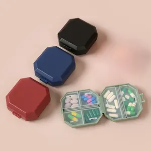 4pcs Portable Compartment Pill Box, Mini Six-compartment Pill Box, Weekly Pill Box, Moisture-proof Medicine Box, Travel Medicine Case, Pill Box for Purse, Sealed Pill Box, Small Storage Box, Supplement Organizer, Vitamin Organizer