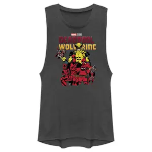 Junior's Marvel: Deadpool & Wolverine Family Logo Festival Muscle Tee