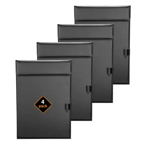 KINGFOM PU Leather Hardboard Office Clipboard, Magnetic Clip A4 Letter Size Clip Boards with Pen Holder for Nurses, Students, Teacher Black 4 Pack