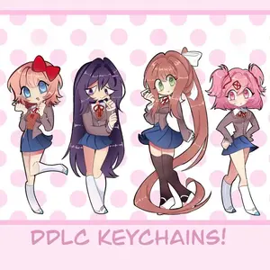 Doki Doki Literature Club Keychains! DDLC Keyrings, Cute Keyring Accessory, Fun Charm For Backpack Or Purse | High Quality and Customer Favorite Items