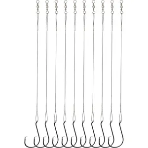 25pcs Heavy Duty Circle Hooks Rigs Saltwater with Steel Leader Wire, Fishing Lure Rig for Bass Catfish