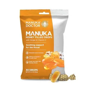 Manuka Doctor Cough Drops, Manuka Middles, 30 Drops (Pack of 1) Bag Throat Lozenges Infused with Raw Manuka Honey, Vitamin C & Ginger for Immune Support, Helps Soothe Sore Throat