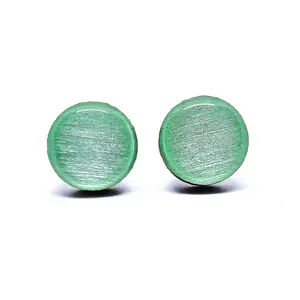 Mint Green Shimmer Stud Earrings, 10 mm Posts for Sensitive Ears, Shimmery Dot Earrings for Women, Men, Girls