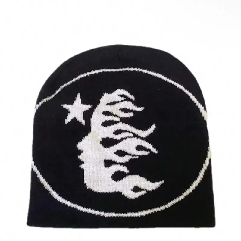 1pc Face Pattern Knitted Beanie, Casual Skull Cap, Warm Sports Hat For Cycling Skiing, Unisex Couple, Holiday Gift