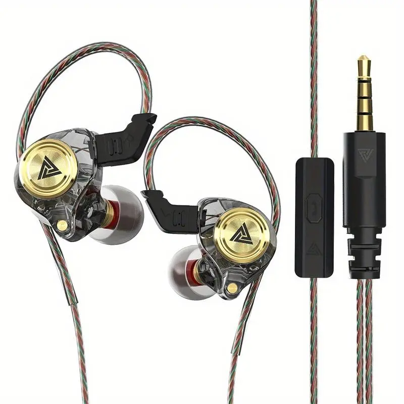 QKZ-AK3 3.5mm Jack Portable Aux Cable In-Ear Wired Headphones with Mic - HiFi Subwoofer, 3D Stereo Audio, Noise Cancellation, High Quality Headphones for Sports, Gaming
