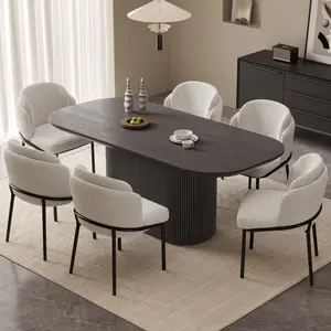 Guyii Black Oval Dining Table Set 70" Modern Kitchen Table with 4/6 Ergonomic Chairs Indoor Rectangular Dining Room Table for Kitchen Living Room Sleek Design
