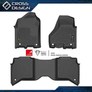 CROSSDESIGN 3PCS Front & Rear Floor Mats TPE Fit For 2019-2024 Ram 2500 3500 All Weather  Upgraded Version