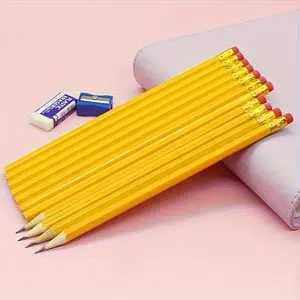 30pcs Woodcased Pencils,HB Lead,Yellow,Writing Pencils for School&Office,Correct grip posture Triangular pencils,Drawing sketch Pencils, Art Drafting Pencils