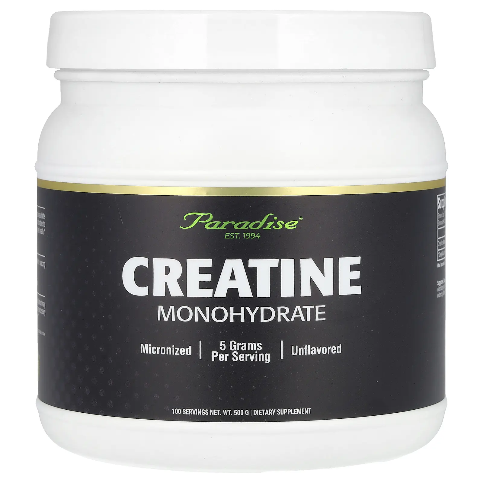 Paradise Herbs Creatine Monohydrate, Unflavored, 500 g