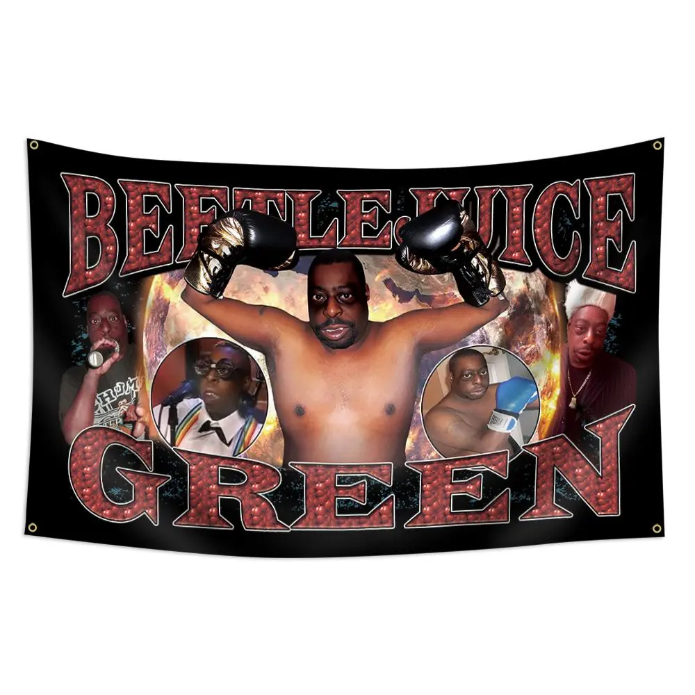 Beetlejuice Flag for Dorm Room Decor with 4 Brass Grommets, Perfect for Outdoor Parties, Garages, Yards, and Gardens, Durable Decorative Tapestry Wall Mural, Tapestry Wall Hanging, Spooky, Wall Tapestries