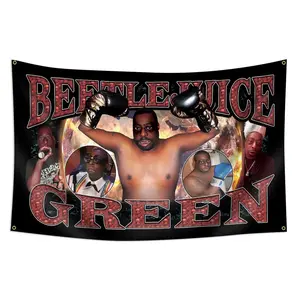 Beetlejuice Flag for Dorm Room Decor with 4 Brass Grommets, Perfect for Outdoor Parties, Garages, Yards, and Gardens, Tapestry Wall Mural