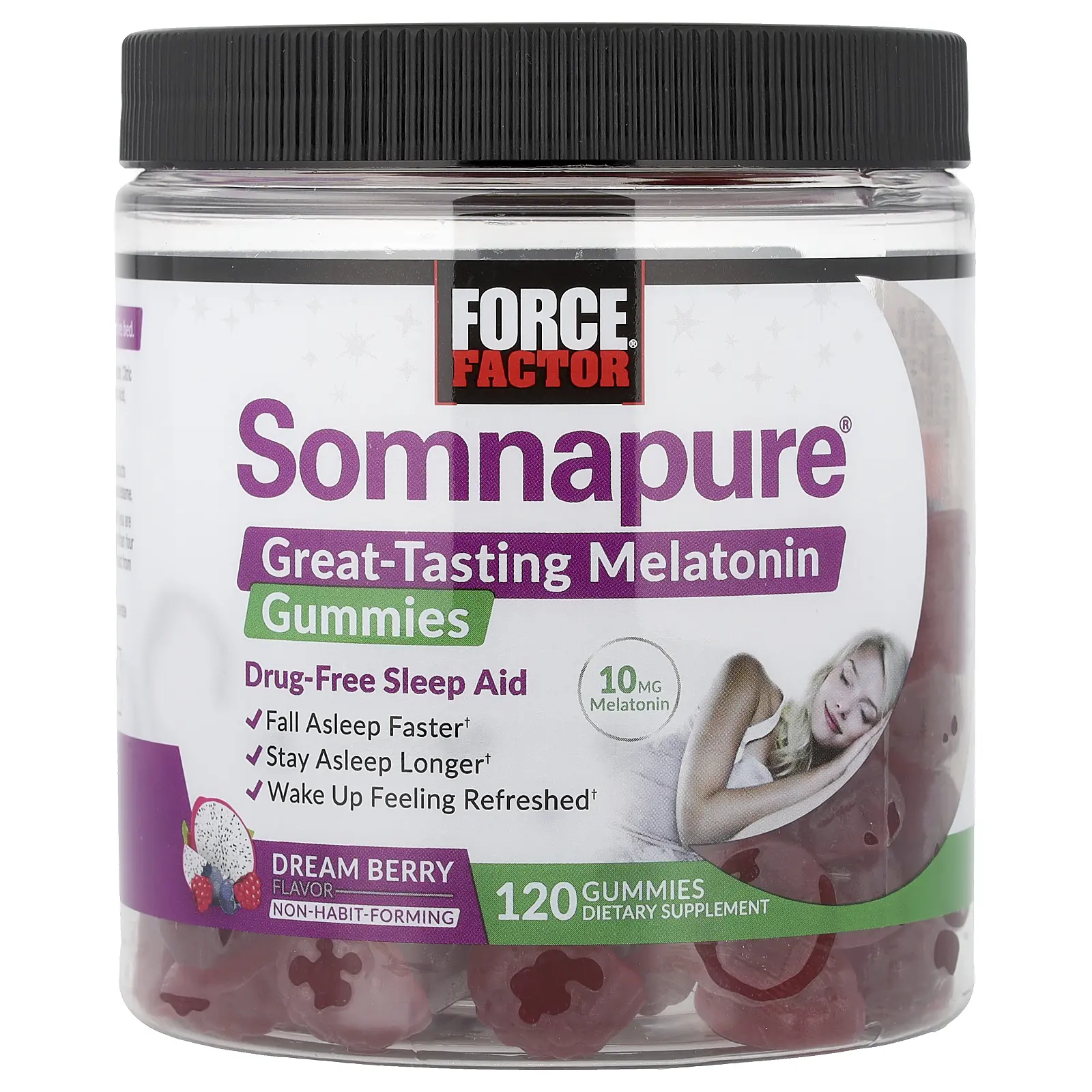 Force Factor Somnapure®, Great Tasting Melatonin Gummies, Dream Berry, 120 Gummies (5 mg per Gummy)