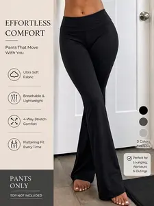 Flattering Snatched Flare Pants – Lightweight Breathable Yoga Bottoms, Sophisticated Soft Fold-over Leggings for Travel & Lounging | 3 Colors Available