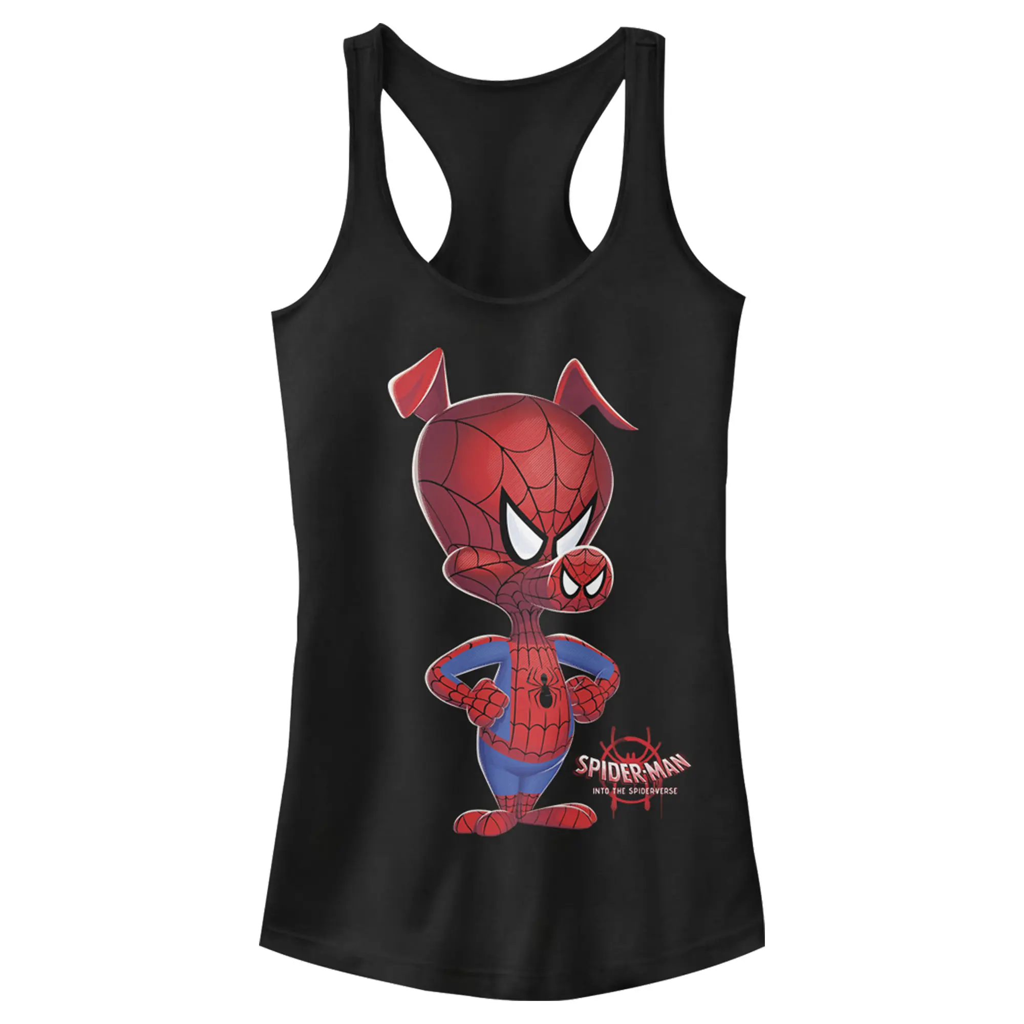 Juniors Womens Marvel Spider-Man Spiderverse Spider-Ham Portrait Racerback Tank Top