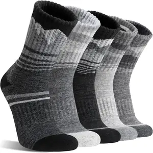 Merino Wool Hiking Warm Socks Thermal Winter Cozy Crew Socks with Cushioned Sole & Moisture Wicking 5 Pairs for Men
