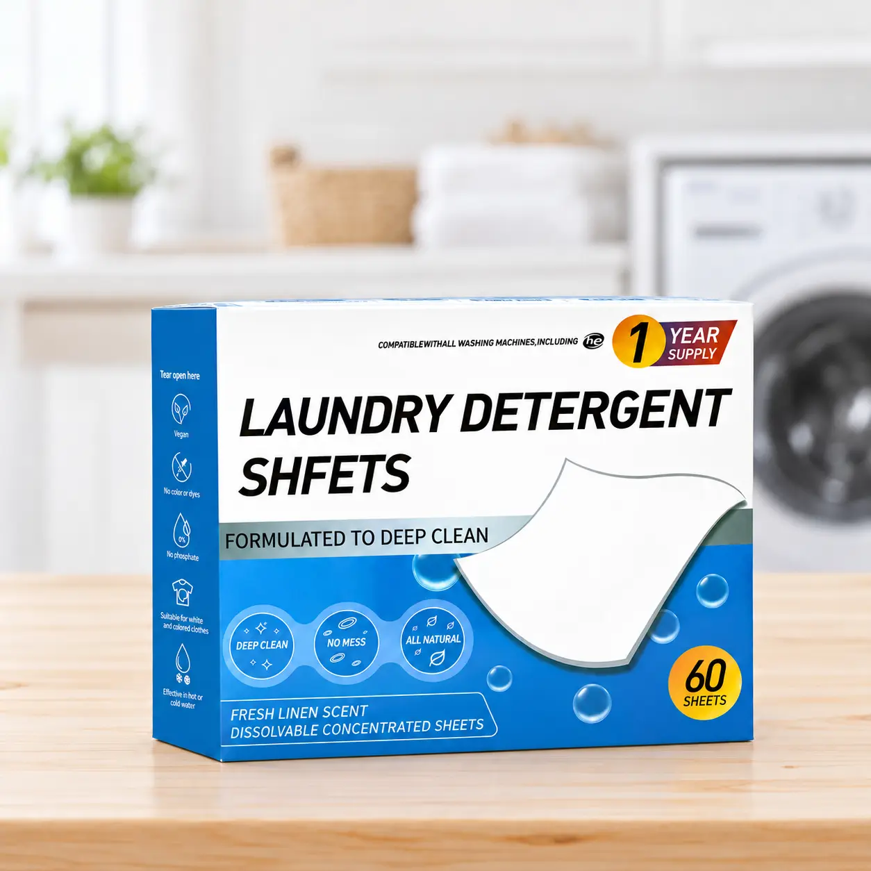 Laundry Detergent Sheets for Clothes, Fast-Dissolving Laundry Sheets, Fresh Scent, Easy & Convenient to Use