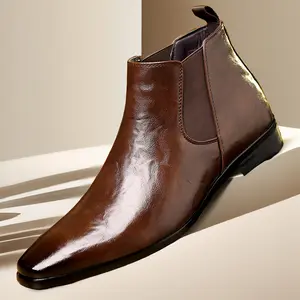 Men’s Pointed-Toe Chelsea Boots – Sleek Design with Stretch Panels for Easy Wear Men’s Chelsea Boots | Pointed-Toe Slip-On High-Top Dress & Casual Footwear