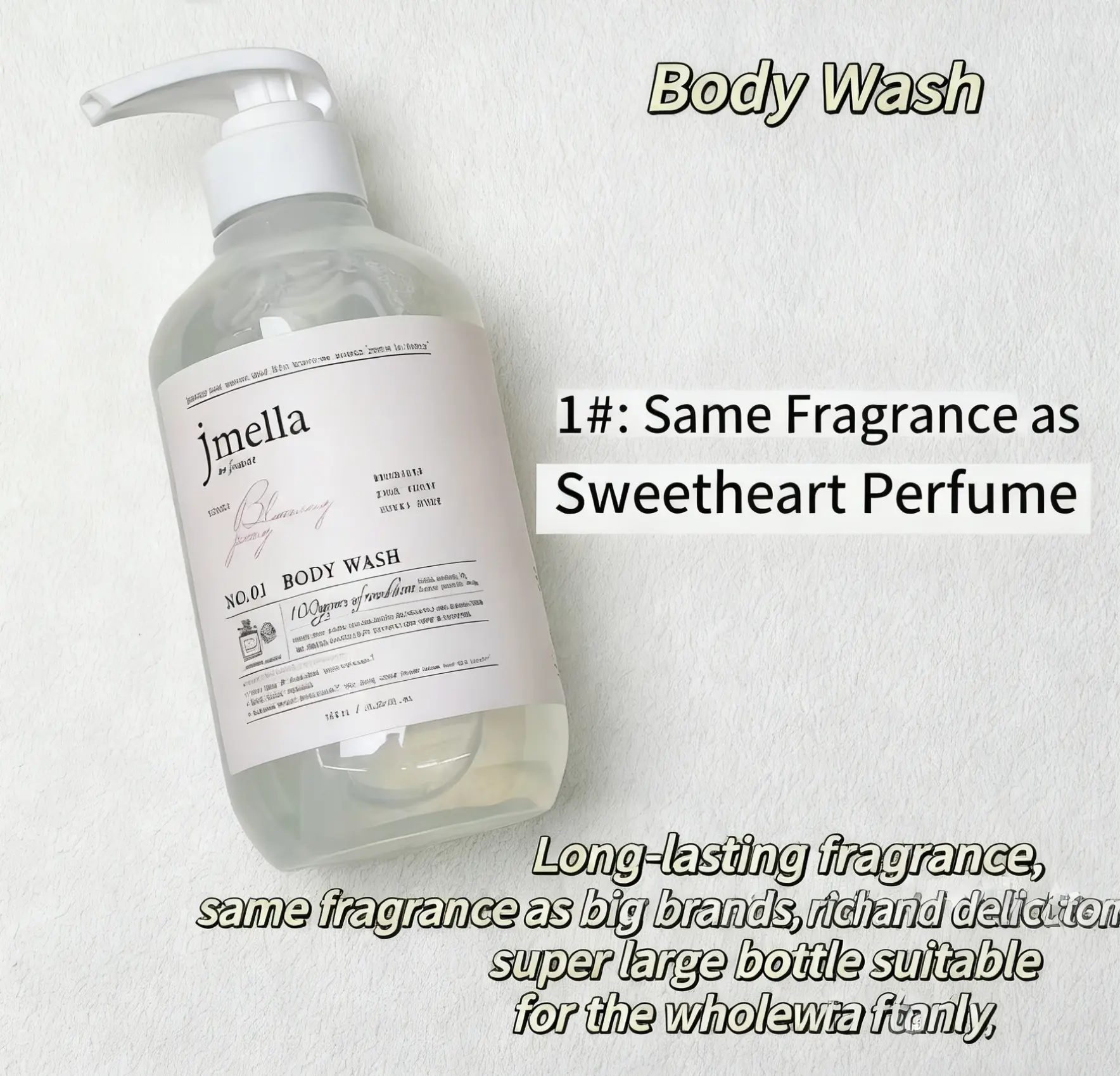 jmella No.1-No.5 Perfume Body Wash - Long Lasting Fragrance, 72H Scent Bloom