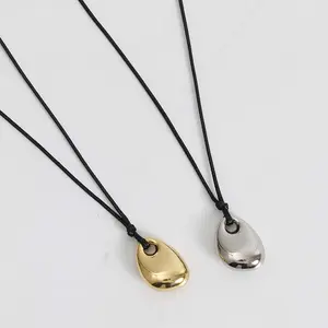 Titanium steel pendant necklace golden/silver bean necklace clavicle chain necklace ladies daily wear gift