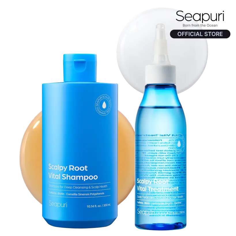 [Seapuri Official] Scalpy Root Vital Set | Includes Shampoo & Treatment |  For Instant Root Lift & Hair Thickening, and Instant Detangling, Resilient Volume, Repair & Itchy Scalp Relief