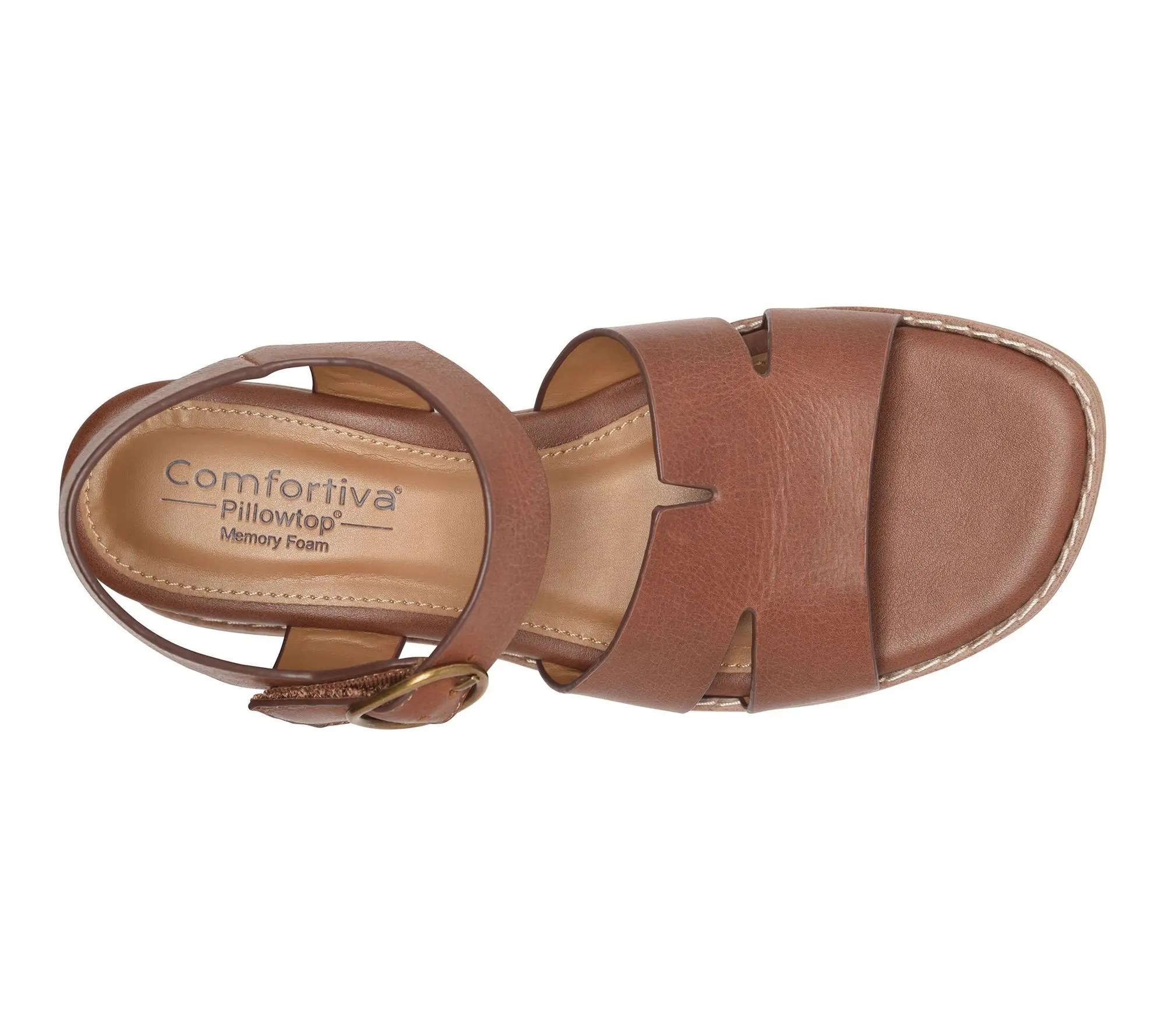 Comfortiva Leather Geometric Cutout Wedge Sandal - Maira