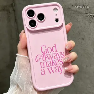 God Always Makes A Way Phone Case for iPhone 17 16 15 14 13 12 11 Pro Max Plus Air, Pink Faith Cute TPU Cover TYJT260627043