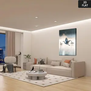 2D Flat, 1pc Elegant Teal Heron Bird Painting - Minimalist Modern Wall Art Decor with Wrap-Around Canvas Frame, Serene Blue & Brown Nature Poster for Living Room, Bedroom, Bathroom, Office - Calming Home Decoration, Sizes Available, Ready-to-Hang	