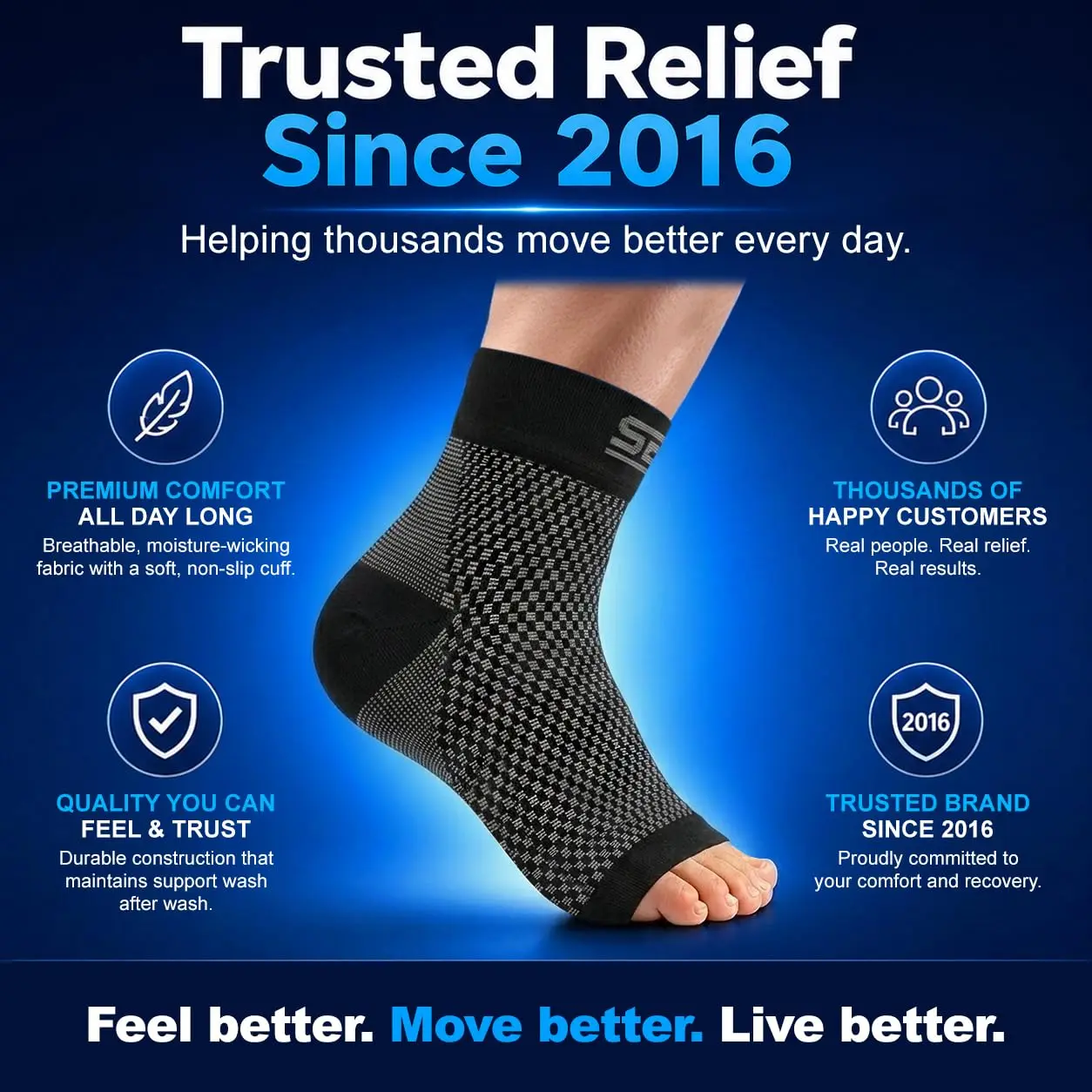 SB SOX Compression Socks for Plantar Fasciitis Relief Comfort (Gray, Large)