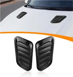 1 Set Car Hood Vents, Automotive Scoop Bonnet Air Vents Engine Hood Kit, Vehicle Exterior Decorative Air Flow Intake Trim Cover Accessories (Black)