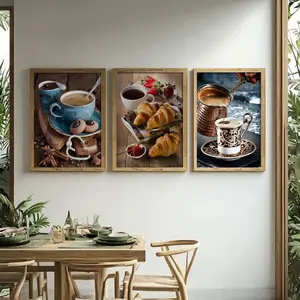 3pcs/set Frameless Canvas Poster Set, Modern Fashion Bread & Coffee Theme Art Prints, Wall Decor Modern Home Decor for Bedroom Office Living Room