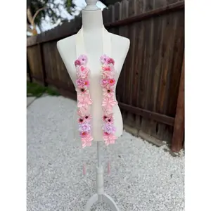 Custom Ribbon Flower Graduation Lei – Pastel Floral Stole, Personalized Senior Sash
