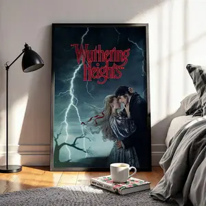 Theatrical Wuthering Heights Romance Movie Poster, 2026 Gothic Lightning Wall Film Art, Margot Robbie Glossy Large Format Print ( Unframed - Print Only )