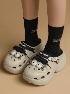 1 Pair Women's Cartoon Eye Chunky Platform Clogs | Cute Sweet Trendy Style | Ultra-Light EVA Platform Sole + Cartoon Eye/Heart Decor + Adjustable Heel Strap | Daily Outings / Campus Commute / Beach Vacation / Girlfriends Outfits, Soft & Non-Slip Trendy Cl