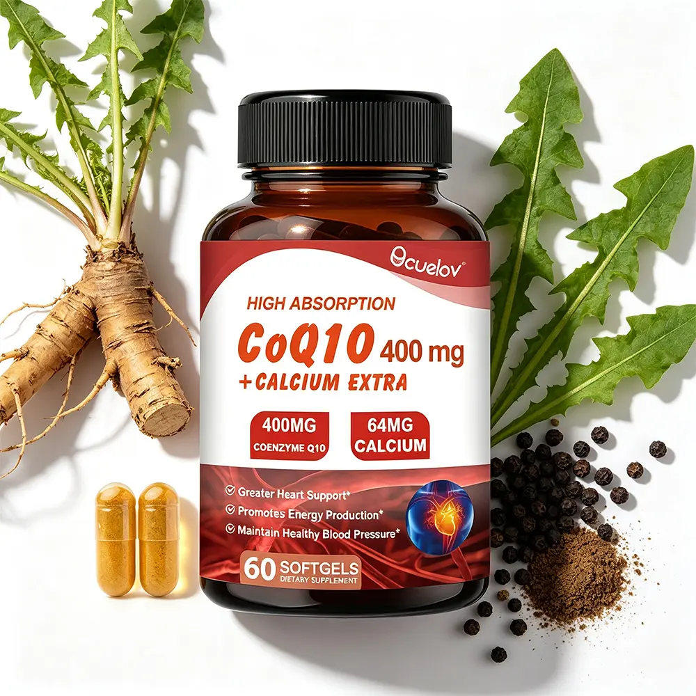 bcuelov High Absorption CoQ10 400mg Supplement - Heart Support & Energy Production Formula with Calcium & Black Pepper, 60 Softgels