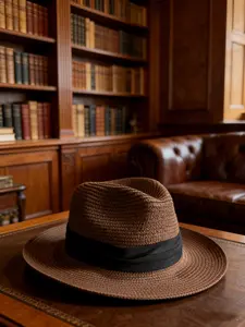 Vintage British Style Woven Panama Straw Hat, Men's Vacation Sun Protection Shade Cap, Elegant Jazz Hat for Women, Versatile Gift Hat