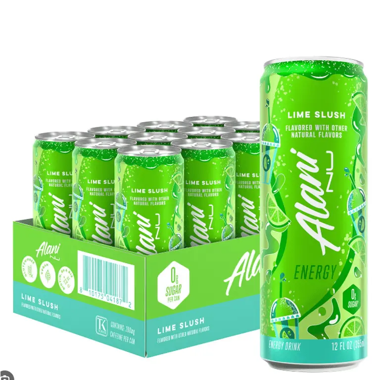 Alani Lime Slush Sugar-Free Low-Calorie Energy Beverage - 12 fl oz Cans (Pack of 12) Sport Beverage