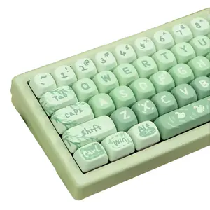 PBT 133 Keys Anime Keycaps, Matcha Green Dye-Sublimation Customized Cute Keycap, XDA Profile Keycaps Set for Cherry Gateron MX Switches Mechanical Gaming Keyboards