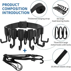 9-Hook Treestand Gear Hanger Strap with Locking Carabiner Hunting Organizer for Bow, Backpack & Accessories - Heavy Duty Tree Stand Accessory Holder - Essential Saddle Hunting Gear
