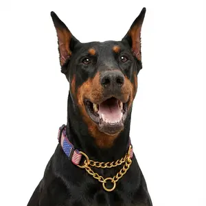 American Flag Dog Collar, Patriotic US Flag Stars & Stripes Design, Adjustable for Small Medium Large Dogs, Fourth of July Pet Collar